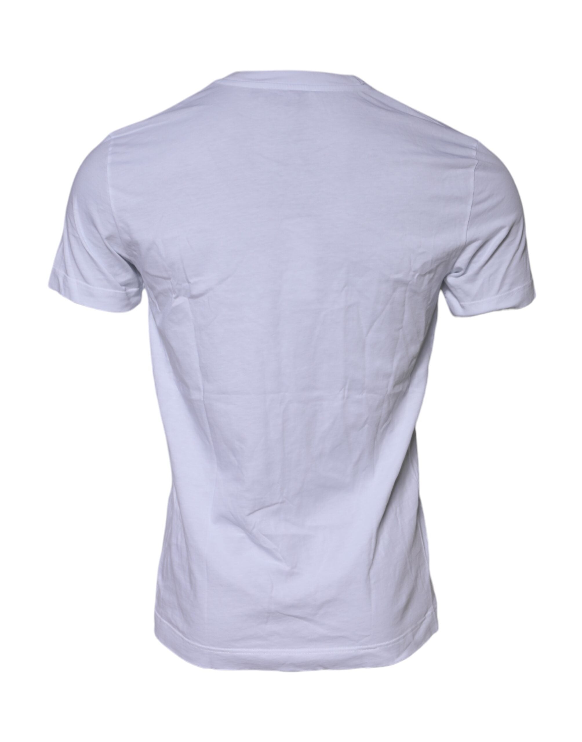 Dolce & Gabbana White Cotton Logo Patch Crew Neck Men's T-shirt (Pre-Owned)