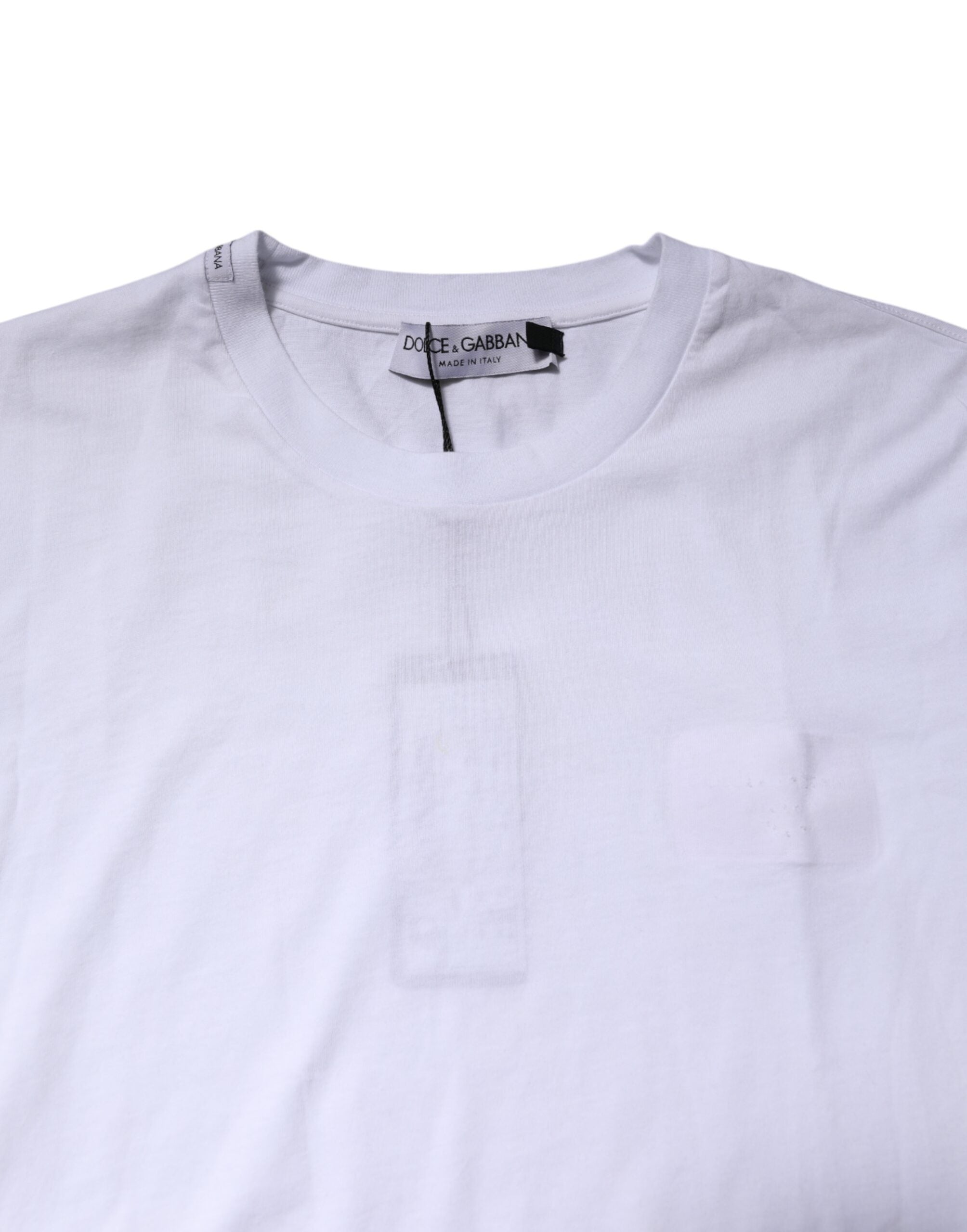 Dolce & Gabbana White Cotton Men Crew Neck Tee Men's T-shirt (Pre-Owned)