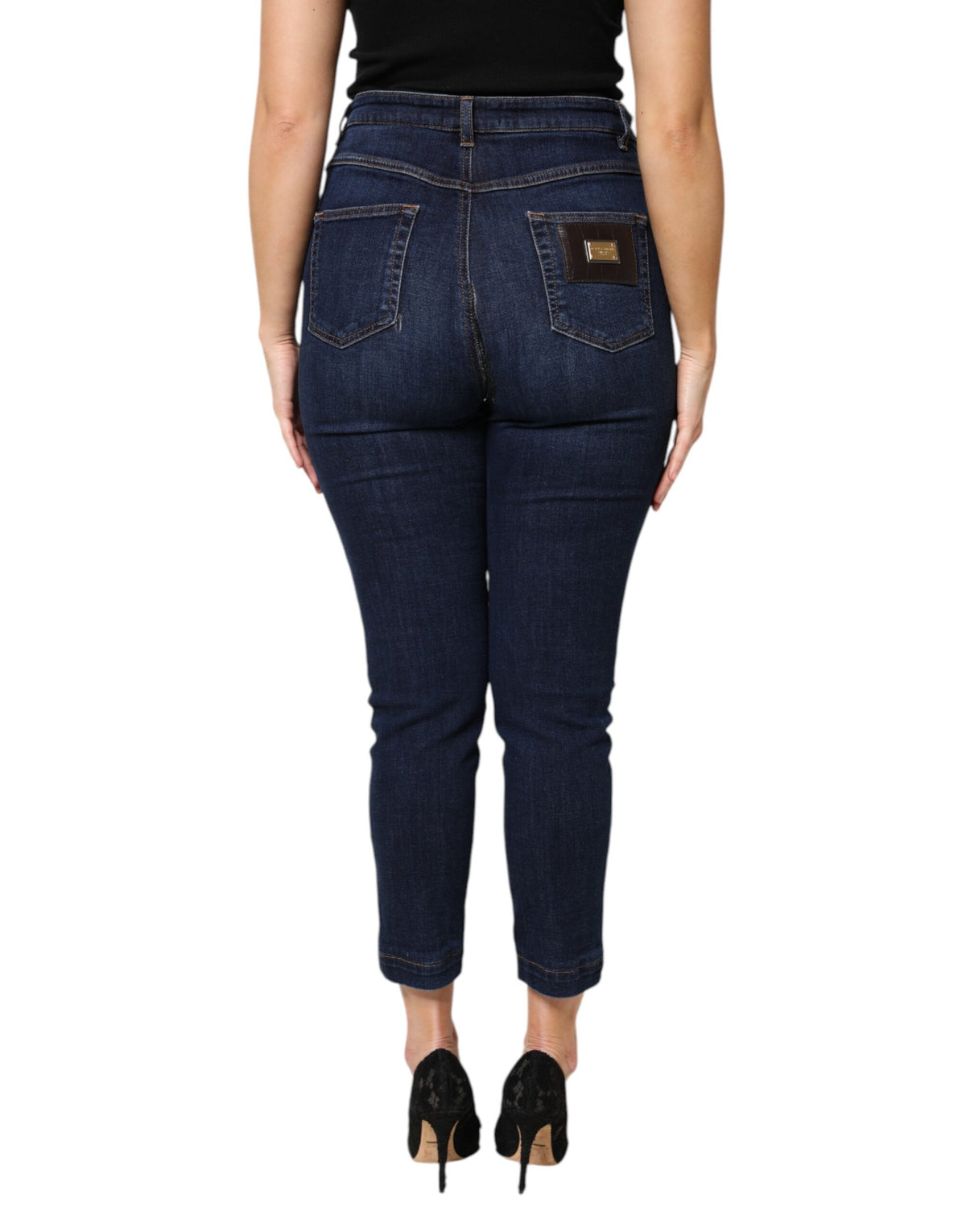 Dolce & Gabbana Blue Cotton High Waisted Cropped Denim Women's Jeans (Pre-Owned)