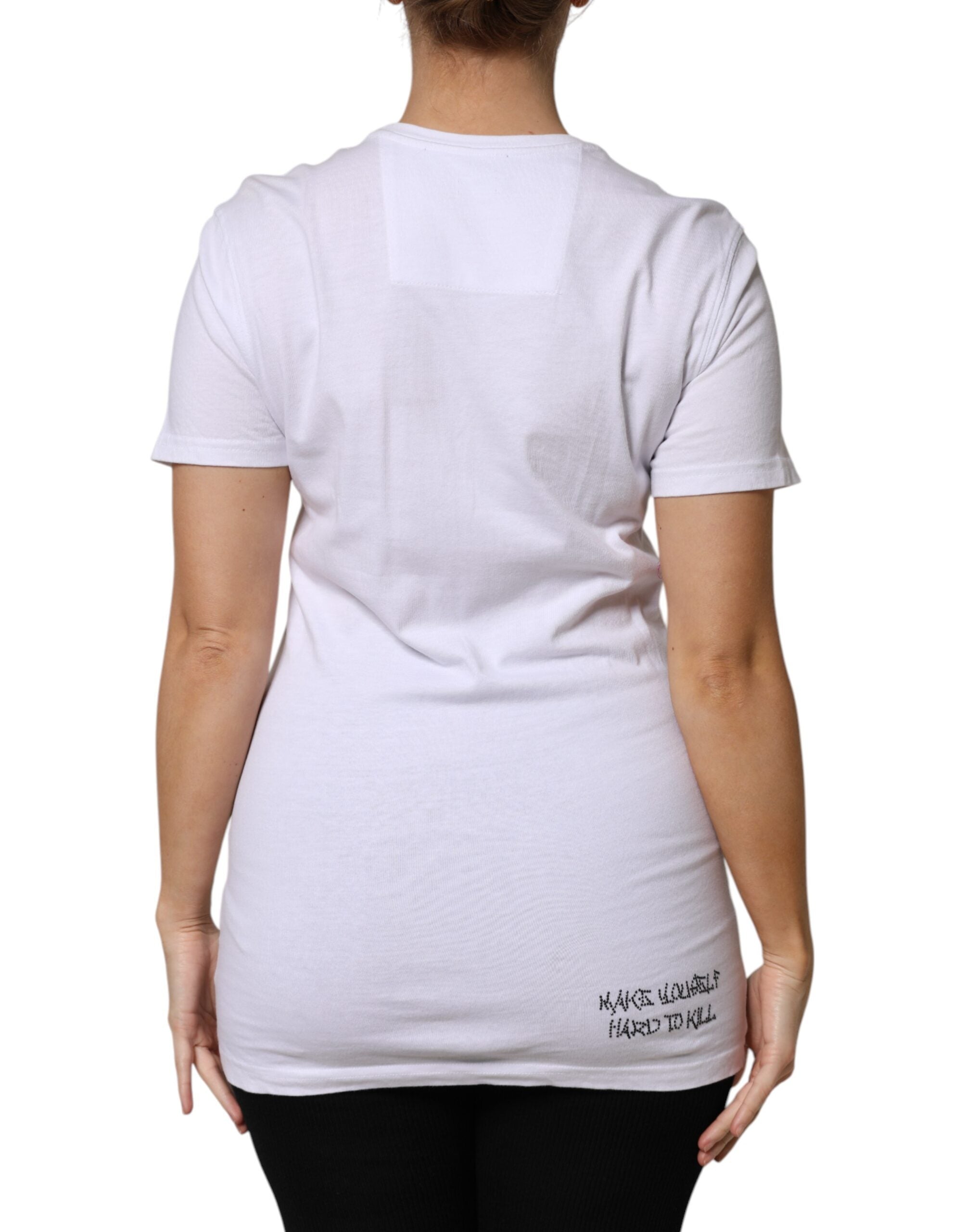 Philipp Plein White Embellished CrewNeck Short Sleeve Women's T-shirt (Pre-Owned)