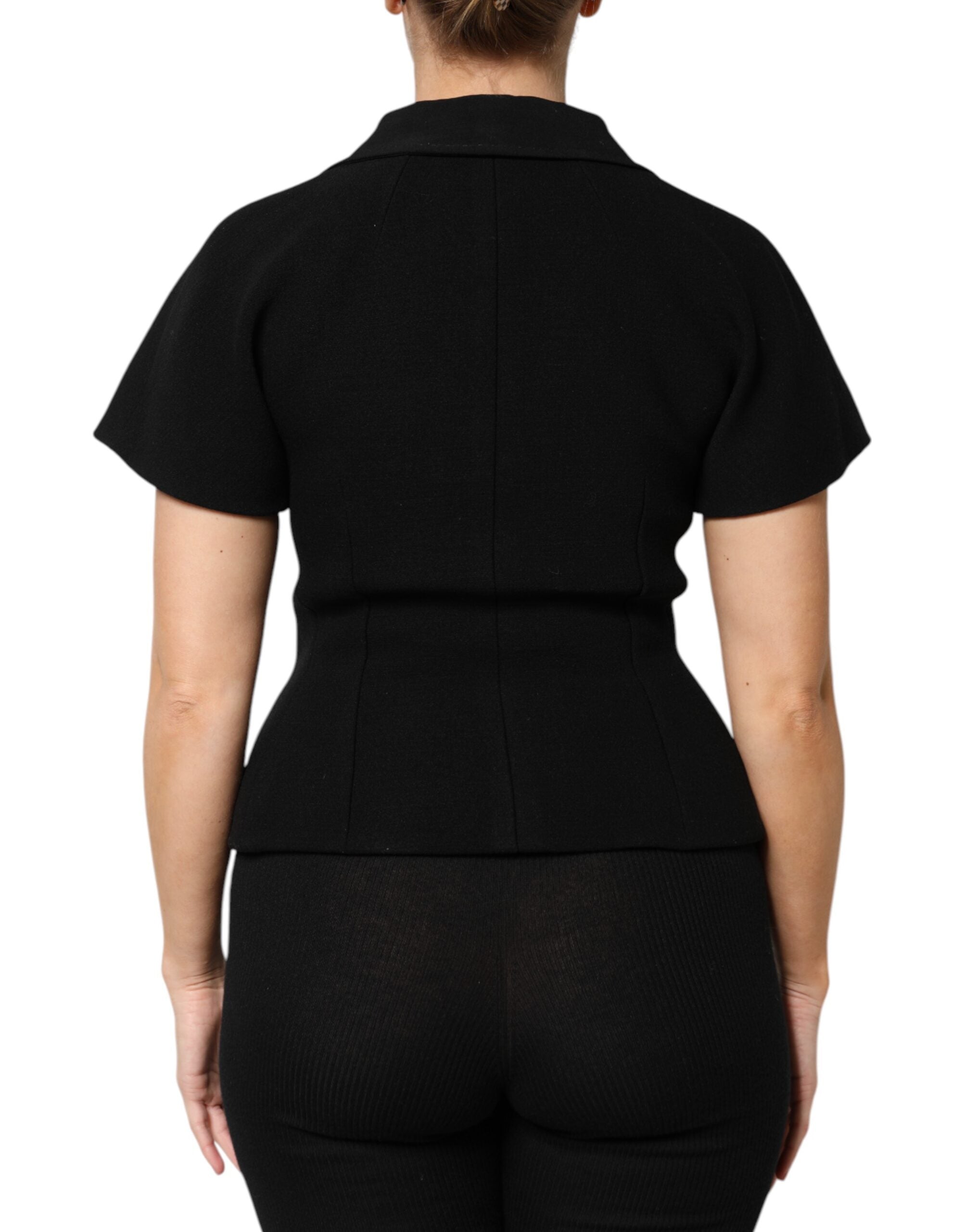 Dolce & Gabbana Black Wool Double Breasted Coat Women's Jacket