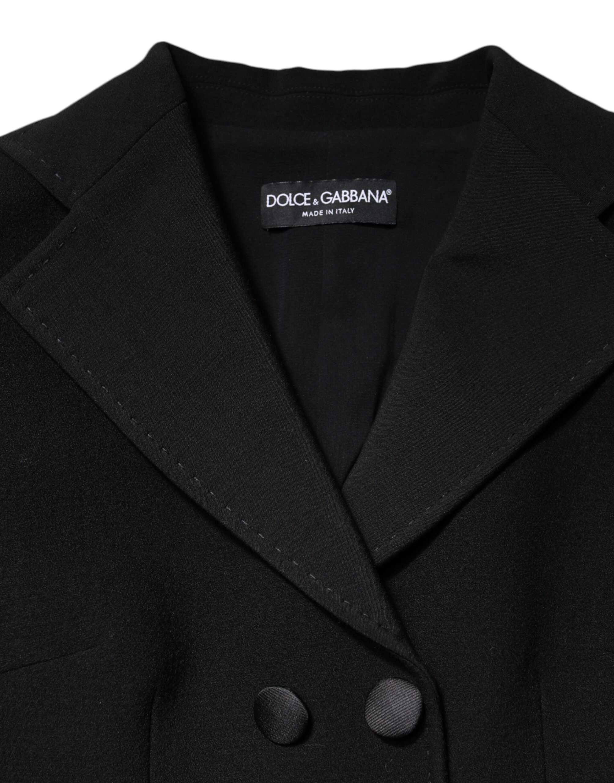Dolce & Gabbana Black Wool Double Breasted Coat Women's Jacket