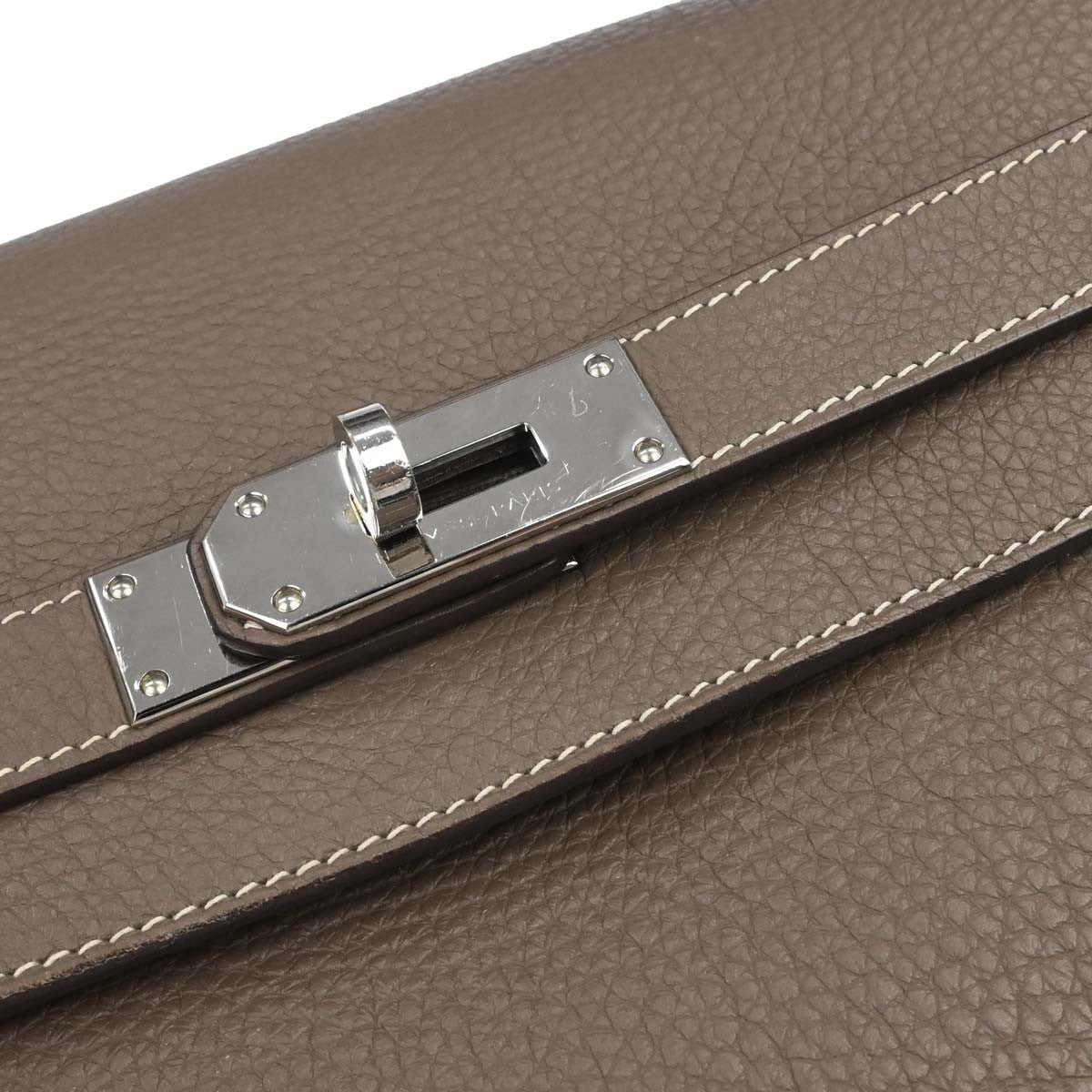 Hermes Shoulder Kelly Clemence Gray Leather Handbag (Pre-Owned)