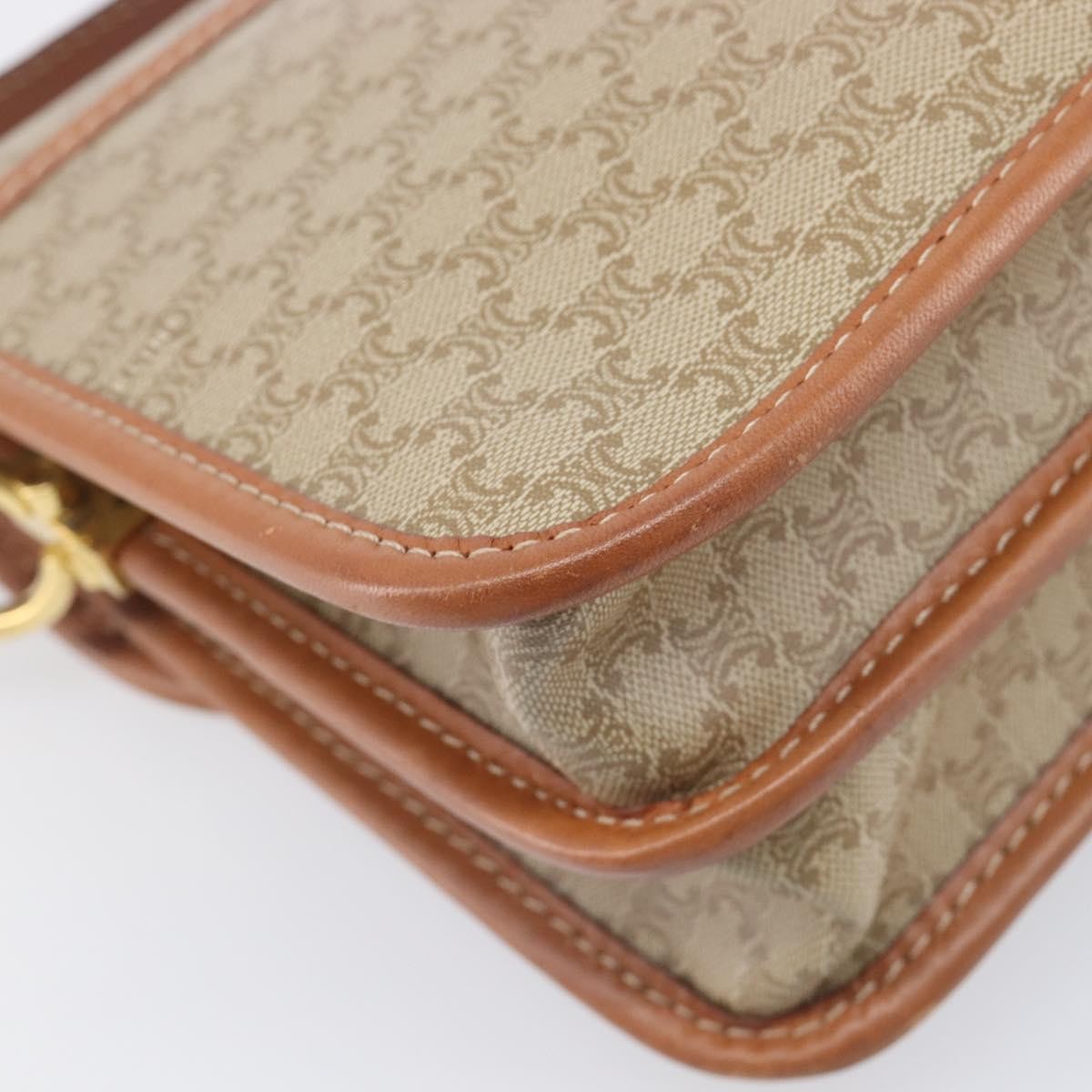Celine Macadam Shoulder Canvas Beige Canvas Crossbody Bag Bag (Pre-Owned)