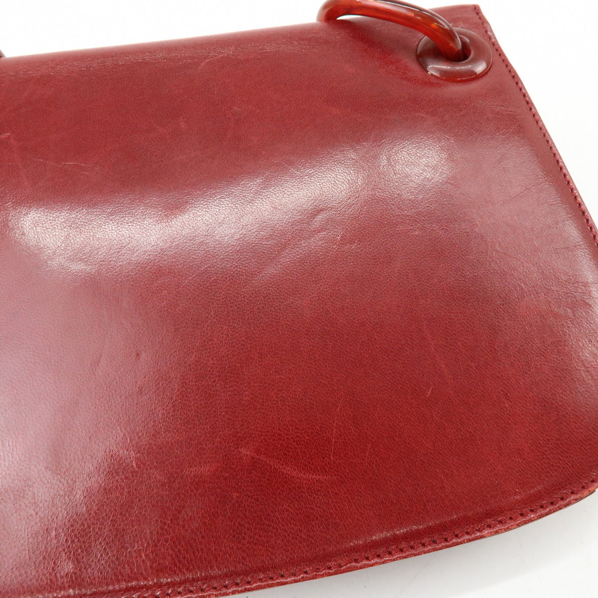 Prada Shoulder Leather Red Leather Shoulder Bag Bag (Pre-Owned)
