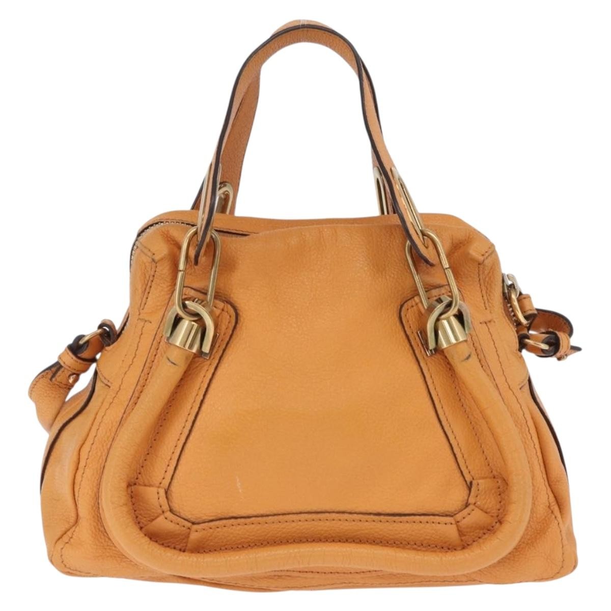 Chloe Paraty Top Handle Leather Orange Leather Handbag (Pre-Owned)