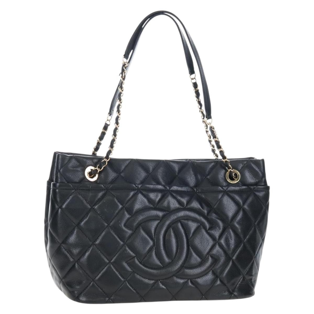 Chanel Timeless Cc Shopping Quilted Caviar Black Leather Tote Bag Bag (Pre-Owned)