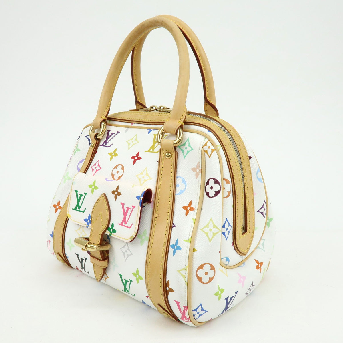 Louis Vuitton Priscilla Monogram Multicolor White Canvas Handbag (Pre-Owned)
