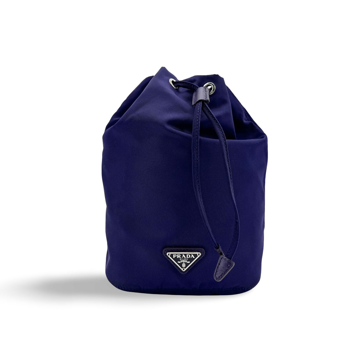 Prada Drawstring Wristlet Bucket Tessuto Navy Nylon Handbag (Pre-Owned)