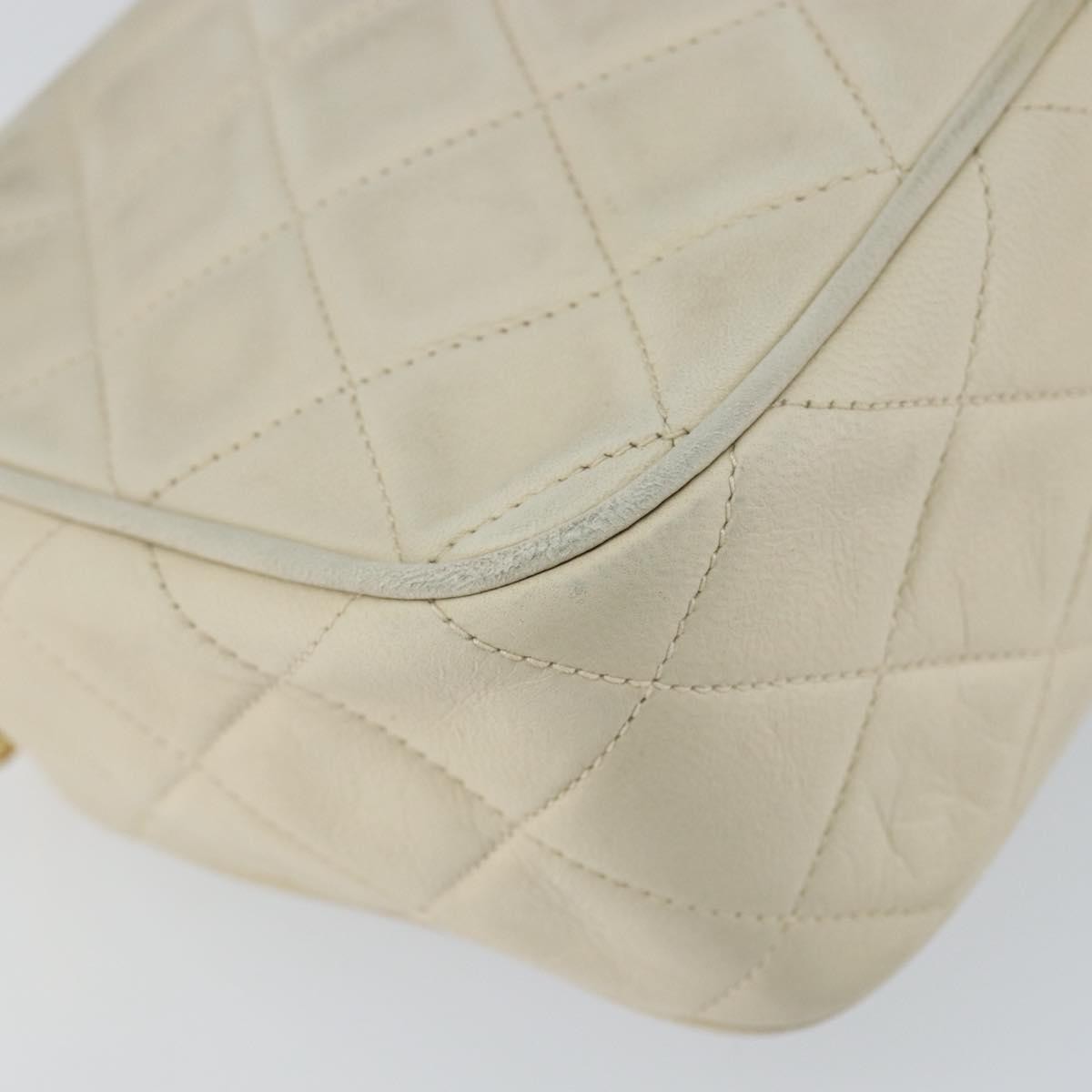 Chanel Vintage Front Pocket Camera Quilted Lambskin Beige Leather Shoulder Bag Bag (Pre-Owned)