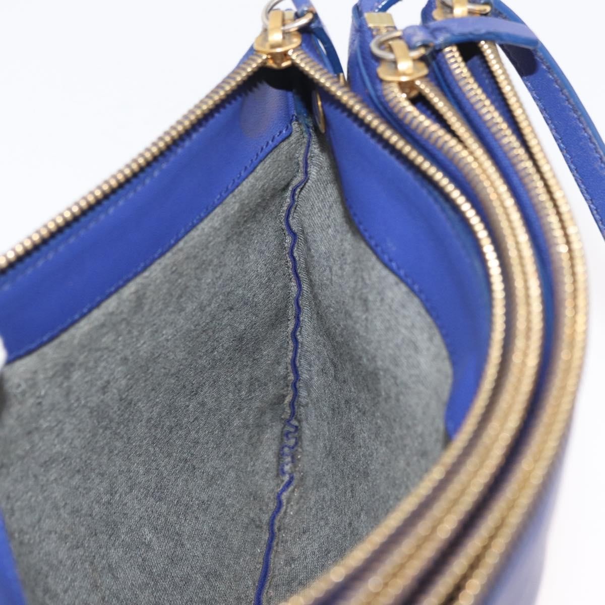 Celine Trio Leather Blue Leather Shoulder Bag Bag (Pre-Owned)