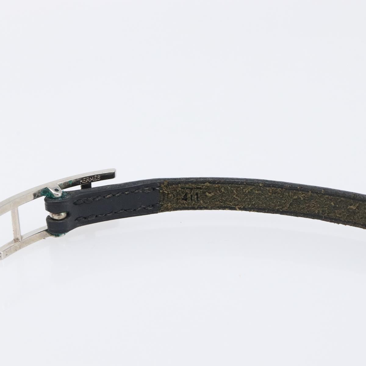 Hermes Hapi 3 Leather With Metal Black Leather Bracelet Jewelry (Pre-Owned)