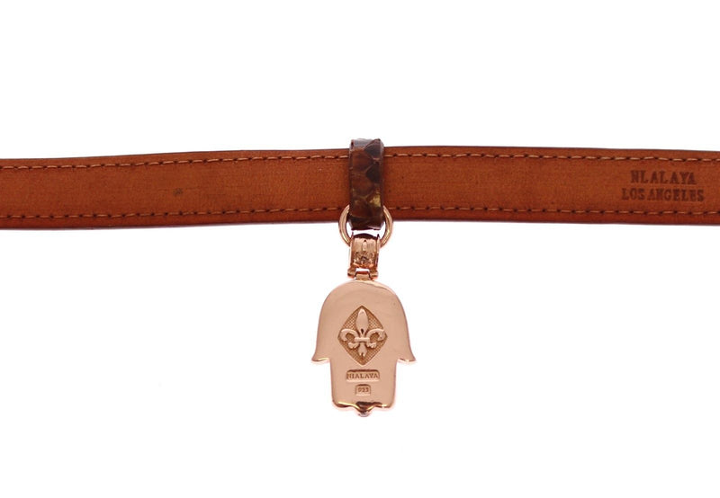 Nialaya Chic Snakeskin Leather &amp; Gold Cuff Men's Bracelet