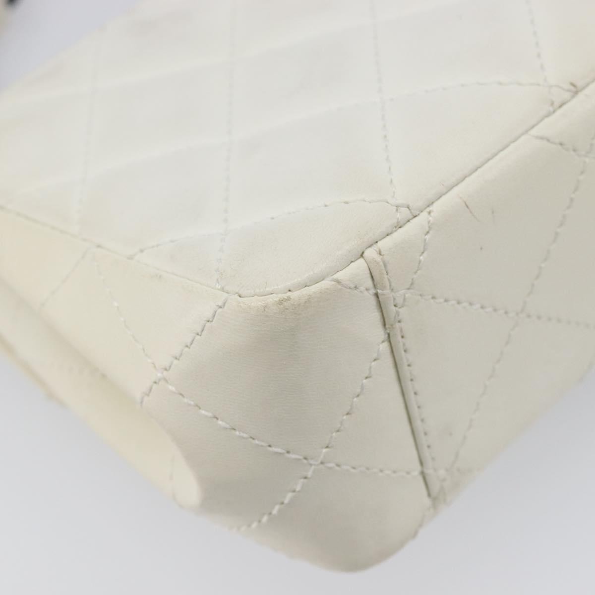 Chanel Vintage Envelope Flap Quilted Lambskin White Leather Shoulder Bag Bag (Pre-Owned)