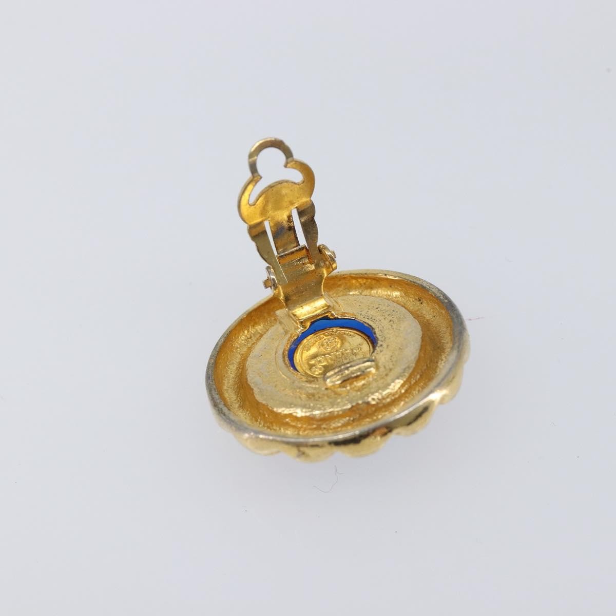 Chanel Vintage Round Clip-On Metal Gold Metal Earrings Jewelry (Pre-Owned)