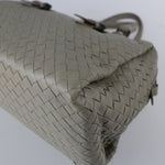 Bottega Veneta Intrecciato Grey Leather Travel Bag (Pre-Owned)