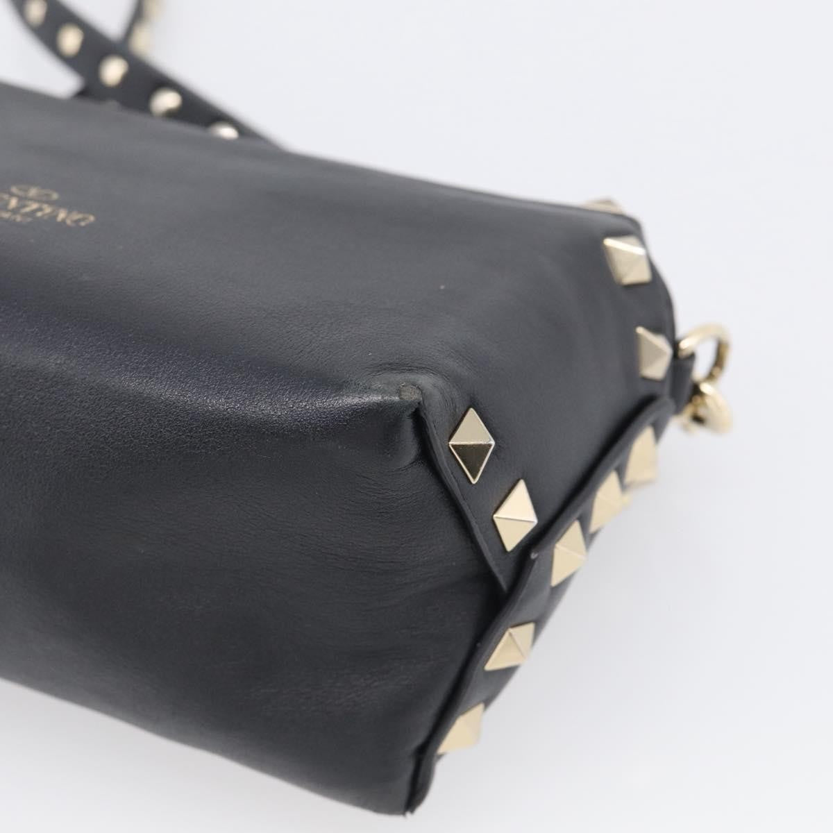 Valentino Garavani Rockstud Flip Lock Flap Leather Black Leather Handbag (Pre-Owned)