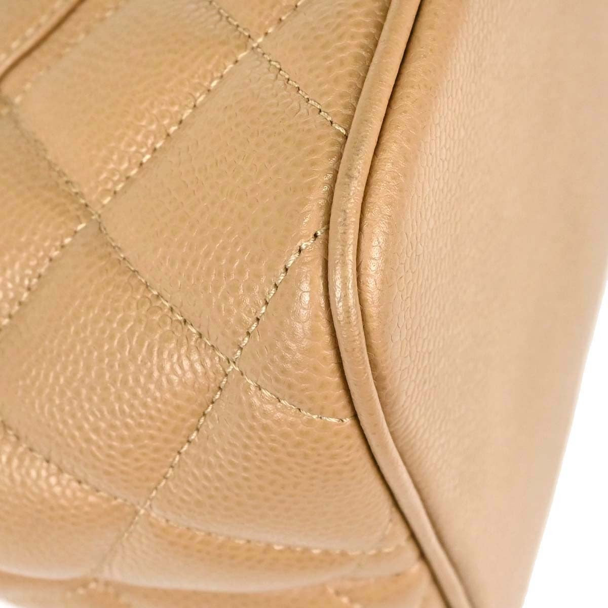 Chanel Medallion Quilted Caviar Beige Leather Tote Bag Bag (Pre-Owned)