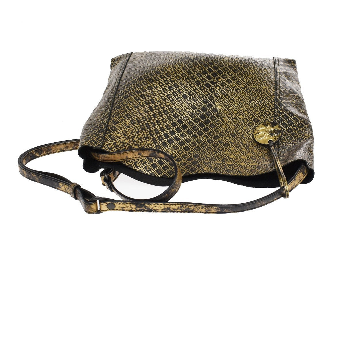 Bottega Veneta Messenger Butterfly Intrecciomirage Intarsio Leather Gold Leather Handbag (Pre-Owned)