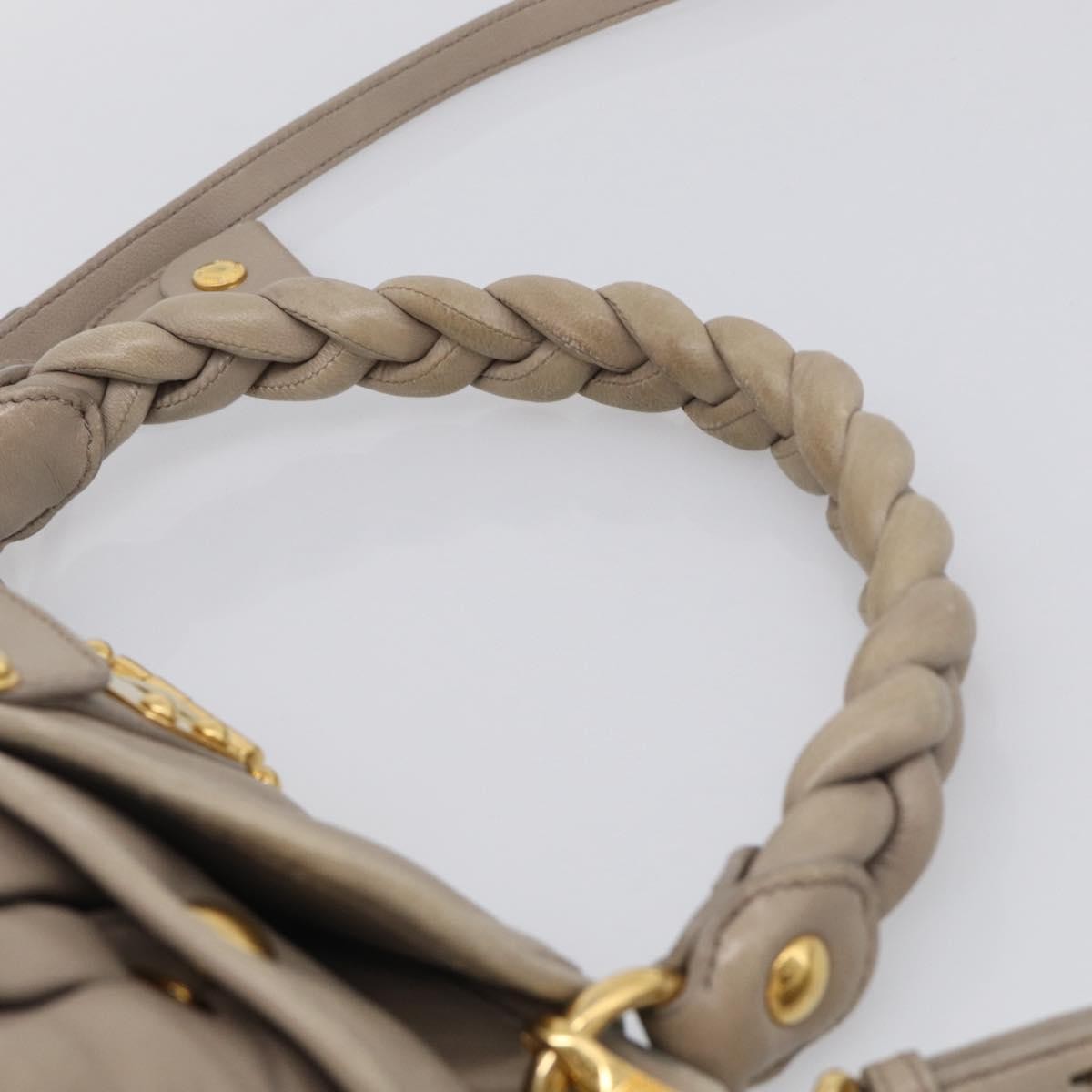 Miu Miu Coffer Hobo Matelasse Leather Beige Leather Handbag (Pre-Owned)