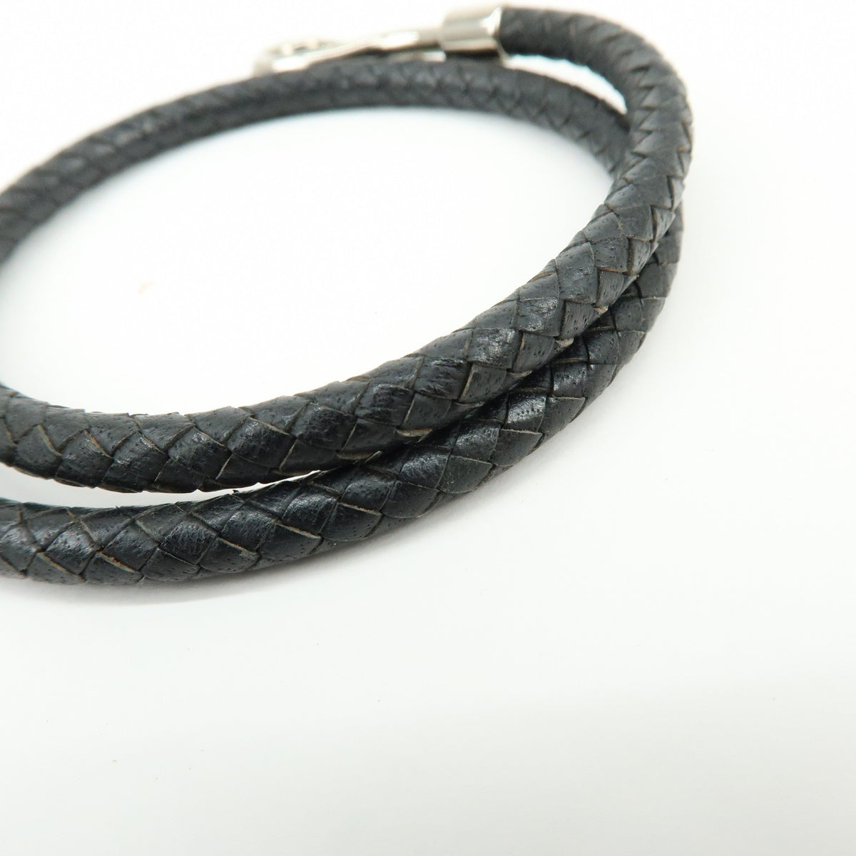 Hermes Jumbo Hook Double Tour Leather And Metal Black Leather Bracelet Jewelry (Pre-Owned)