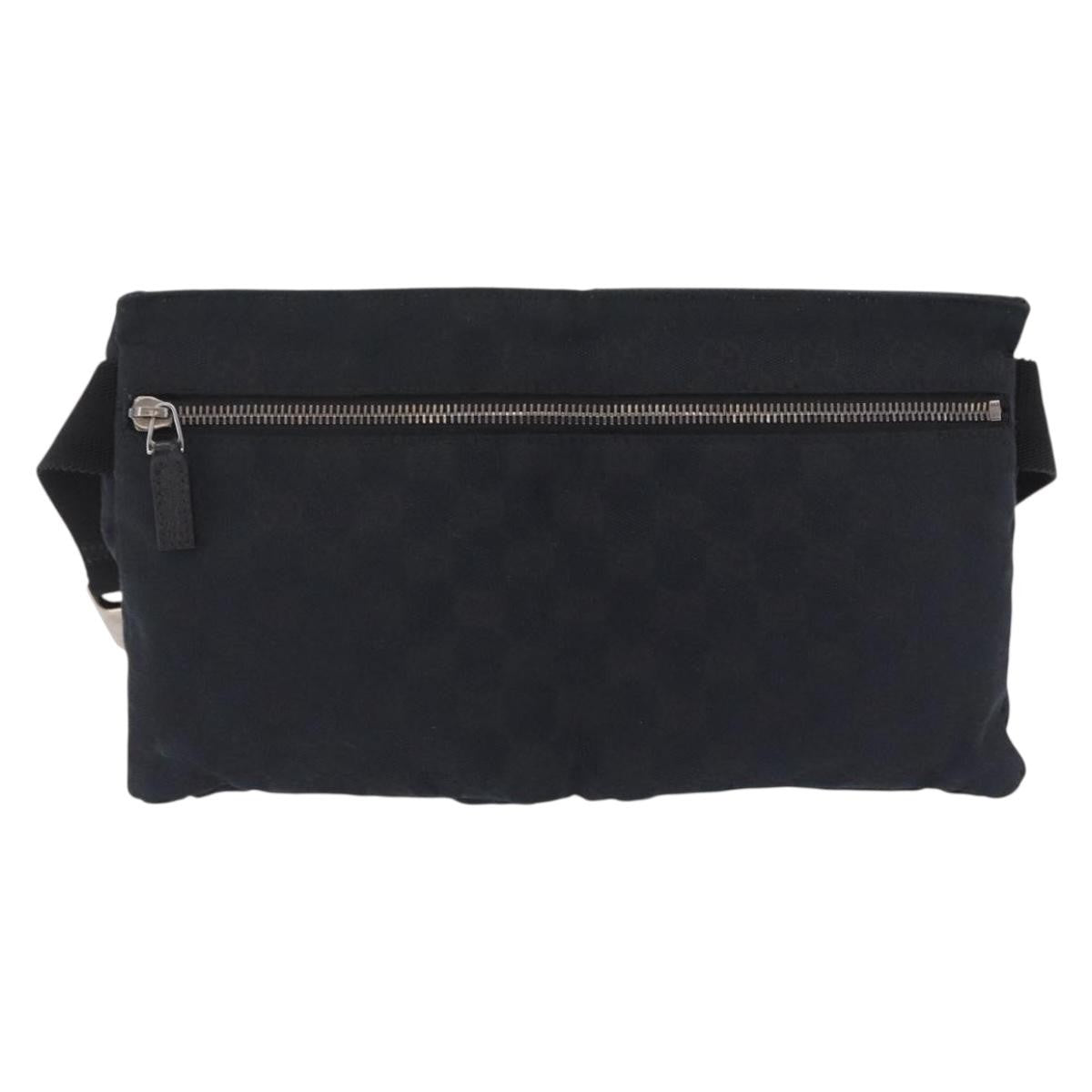 Gucci Vintage Double Web Belt Canvas Black Canvas Shoulder Bag Bag (Pre-Owned)