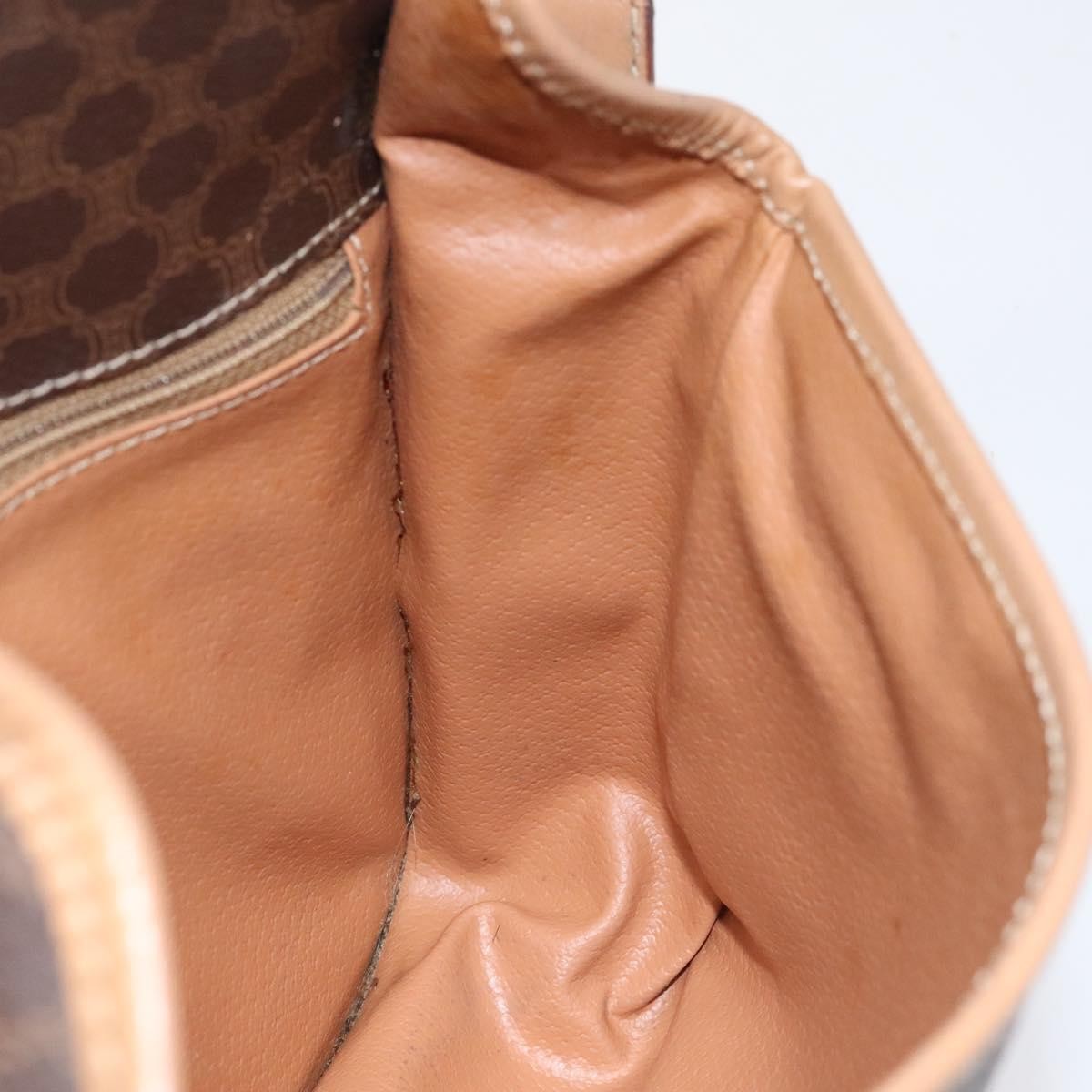 Celine Vintage Macadam Circle Logo Canvas And Leather Brown Canvas Shoulder Bag Bag (Pre-Owned)