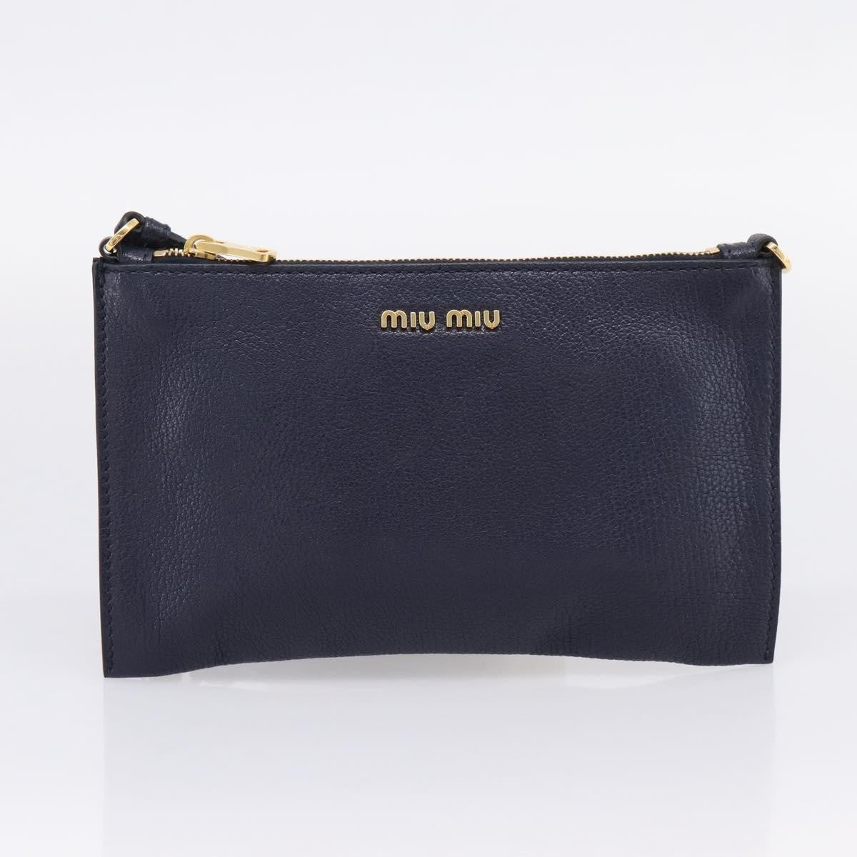 Miu Miu Madras Leather Navy Leather Shoulder Bag Bag (Pre-Owned)