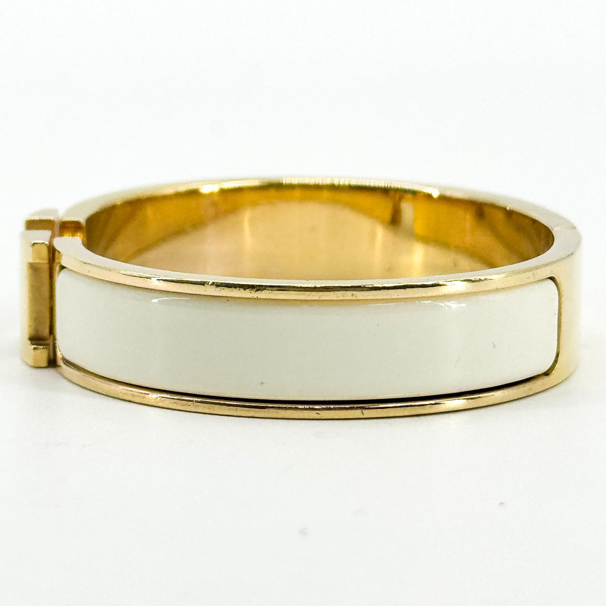 Hermes Clic H Fusion Enamel Gold Metal Bracelet Jewelry (Pre-Owned)