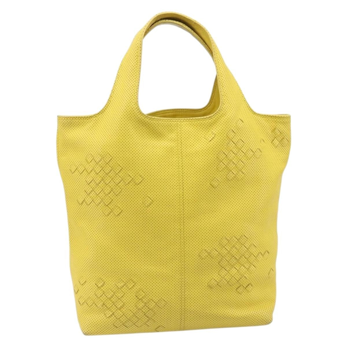 Bottega Veneta Tote Perforated Intrecciato Yellow Leather Tote Bag Bag (Pre-Owned)