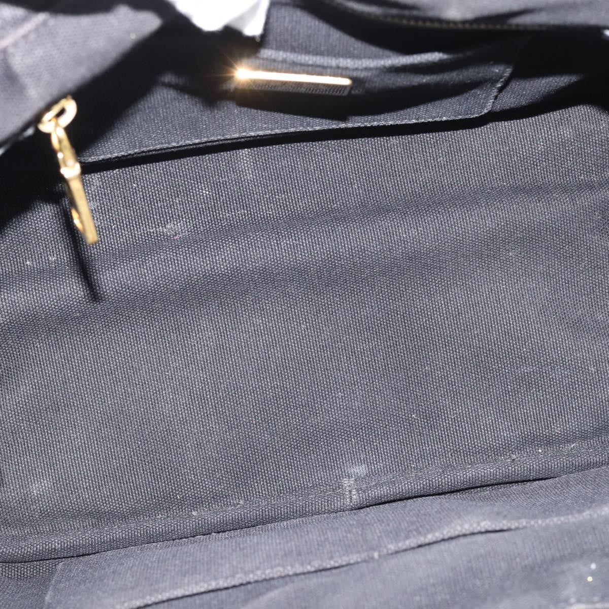 Prada Canapa Convertible Tote Rhinestone Embellished Canvas Black Canvas Handbag (Pre-Owned)