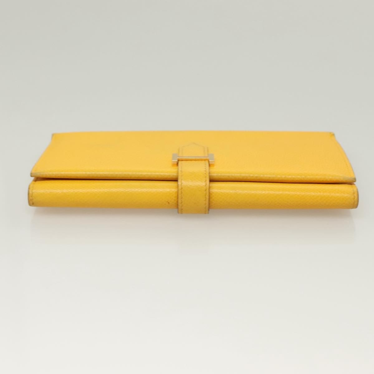 Hermes Bearn Epsom Yellow Leather Wallets Accessory (Pre-Owned)