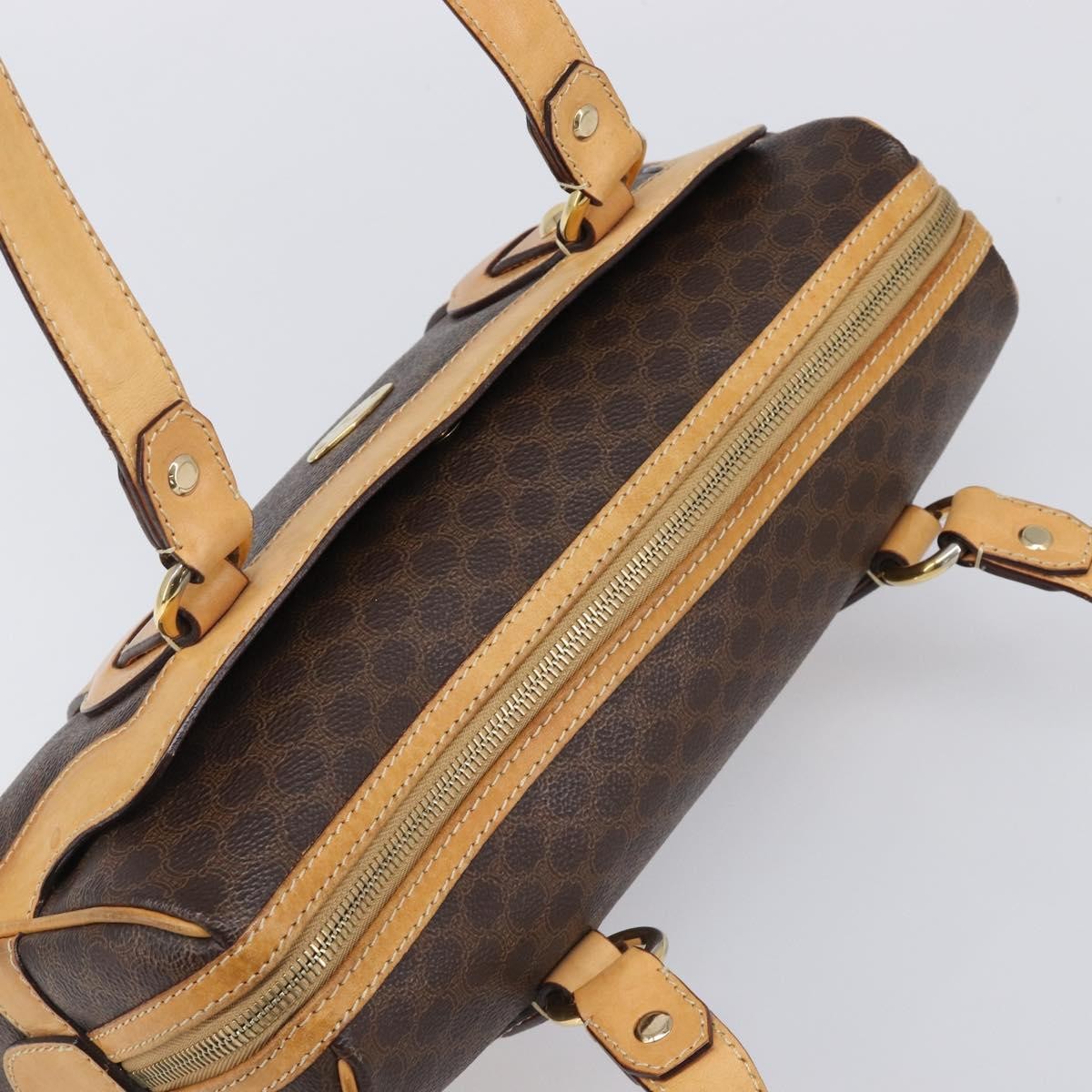 Celine Vintage Shoulder Bag Macadam Canvas & Leather Brown Pvc Shoulder Bag Bag (Pre-Owned)