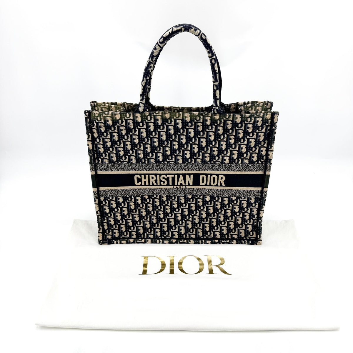 Christian Dior Book Oblique Canvas Navy Canvas Tote Bag Bag (Pre-Owned)