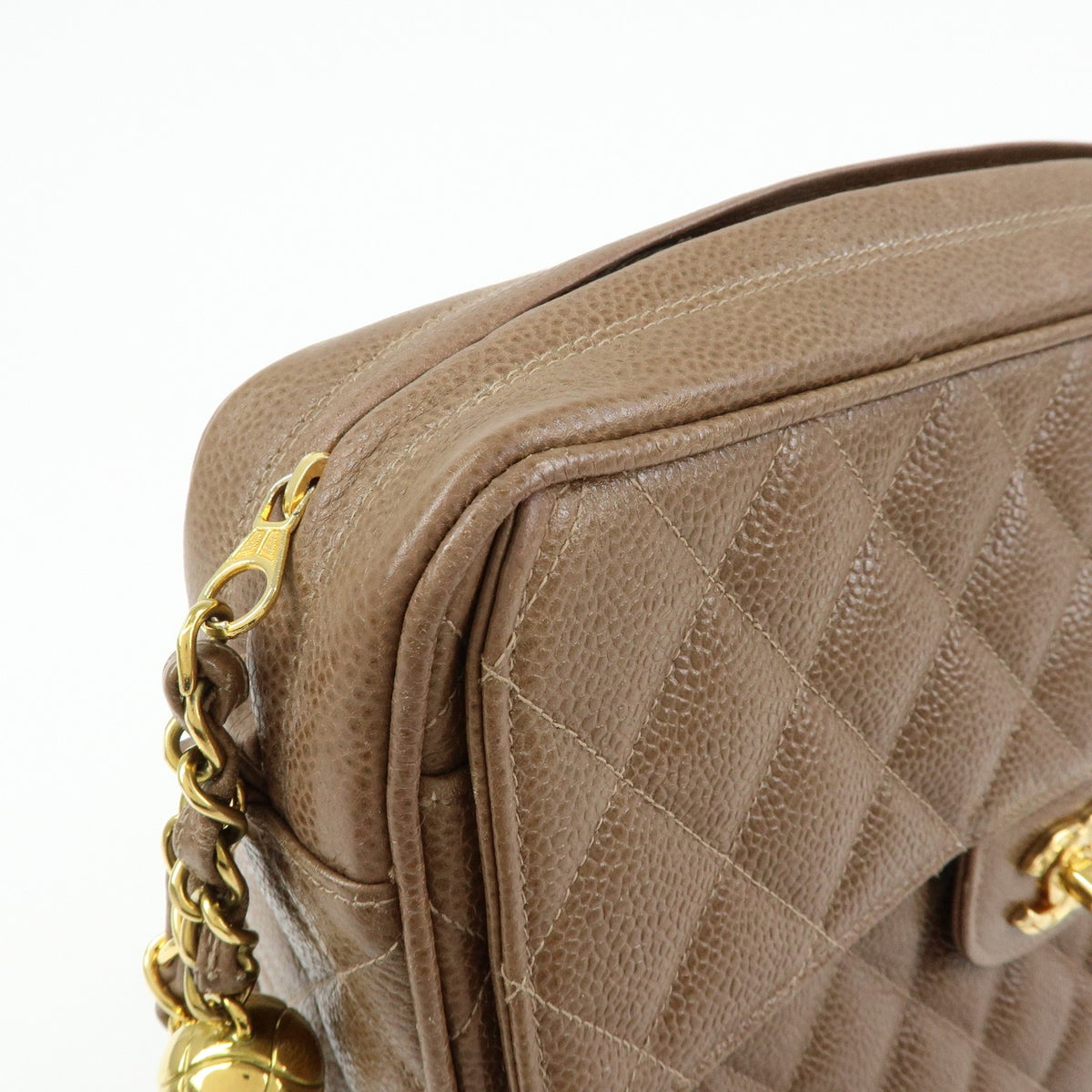 Chanel Vintage Front Pocket Camera Quilted Caviar Brown Leather Handbag (Pre-Owned)