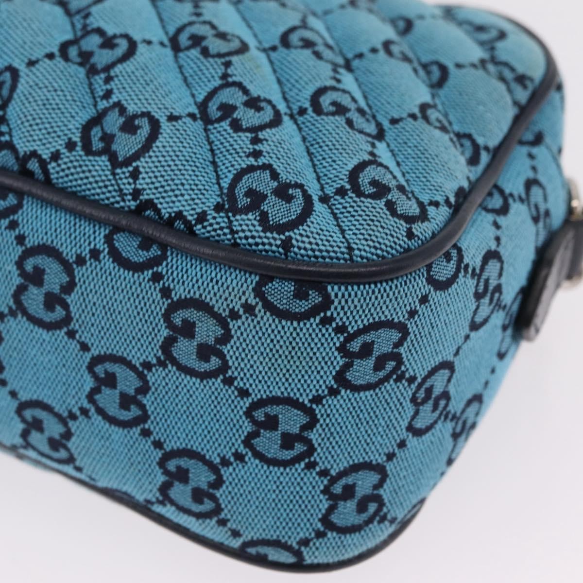 Gucci Gg Marmont Multicolor Diagonal Quilted Gg Canvas Blue Canvas Shoulder Bag Bag (Pre-Owned)