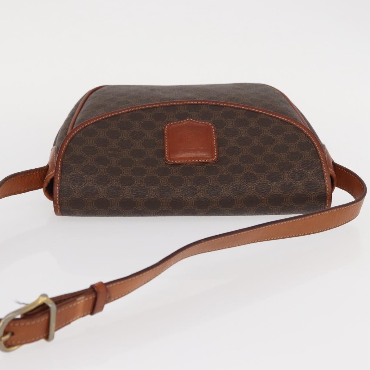 Celine Vintage Macadam Canvas And Leather Brown Canvas Shoulder Bag Bag (Pre-Owned)