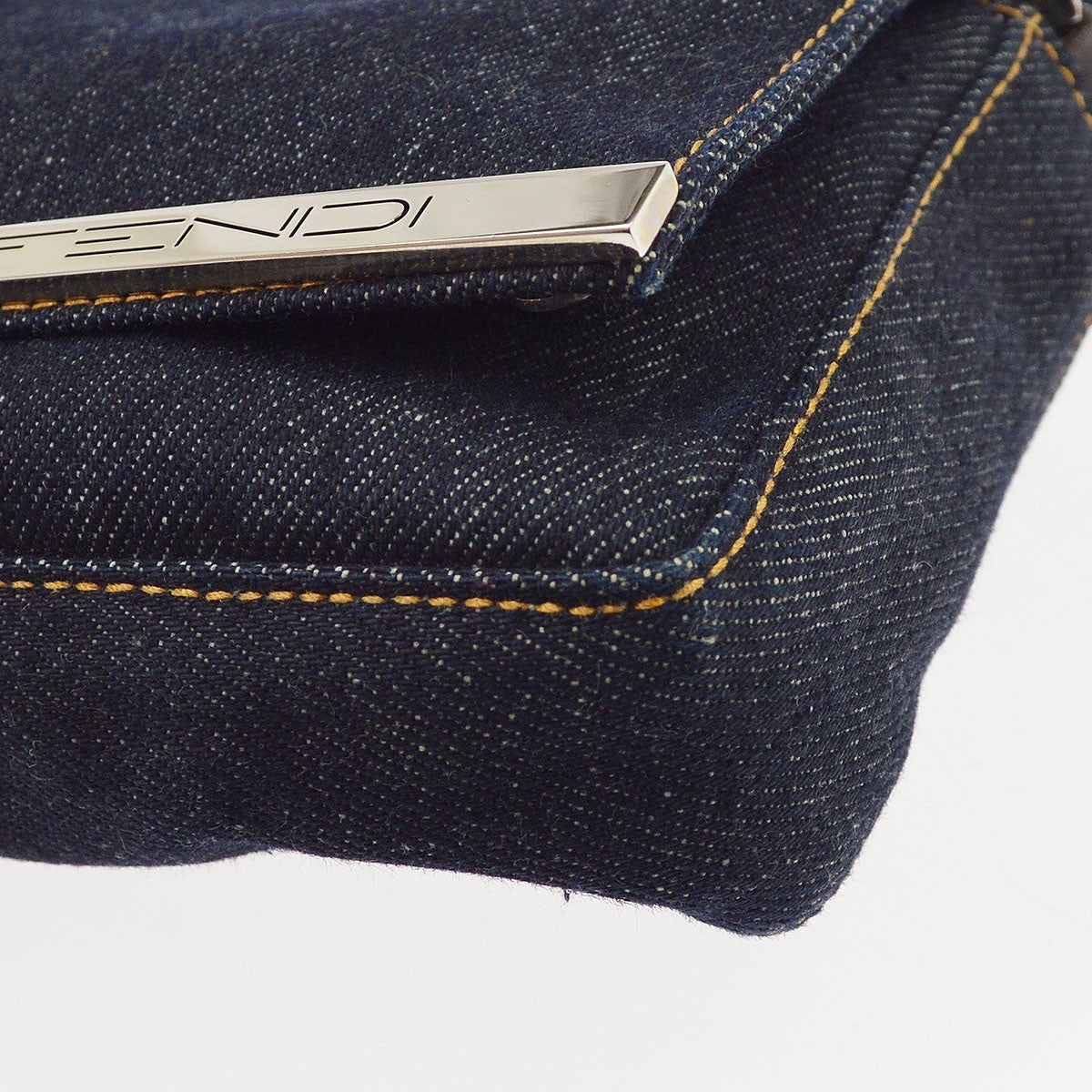 Fendi Convertible Baguette Denim Blue Denim_Jeans Handbag (Pre-Owned)