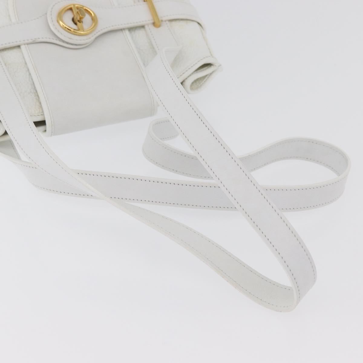 Christian Dior Vintage Leather White_Gold Leather Shoulder Bag Bag (Pre-Owned)