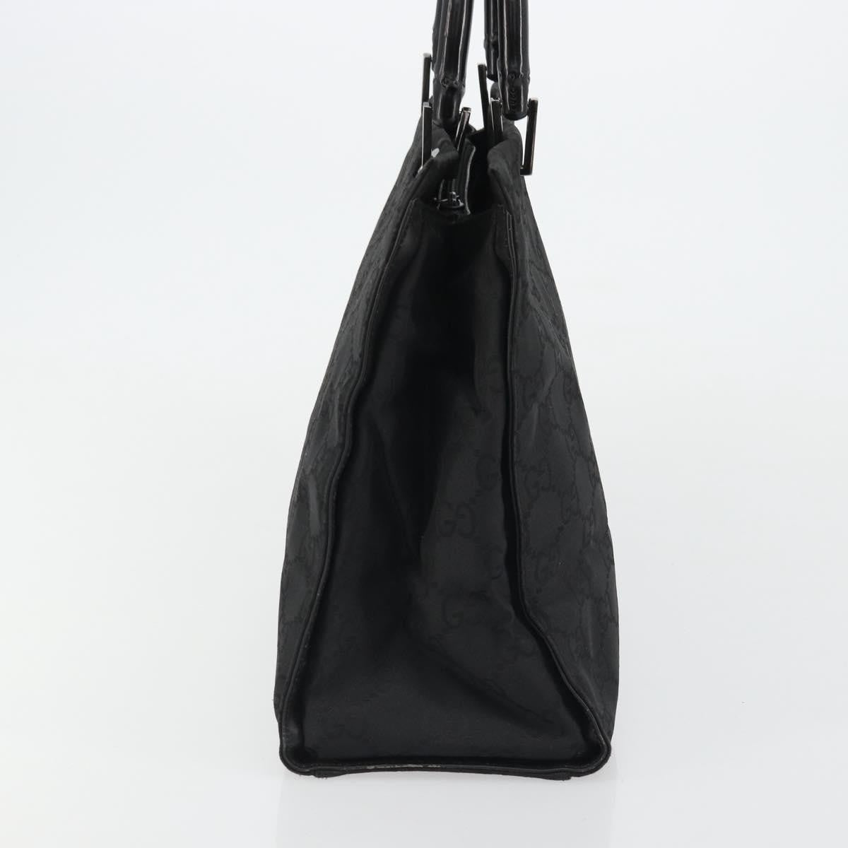 Gucci Vintage Bamboo Handle Tote Gg Canvas Black Canvas Tote Bag Bag (Pre-Owned)