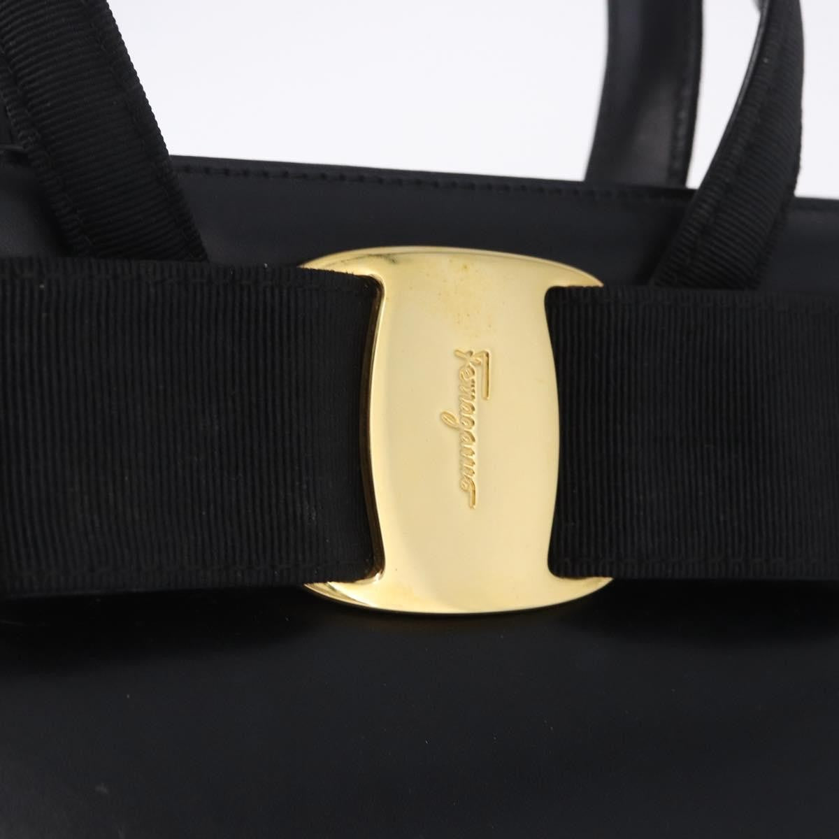 Salvatore Ferragamo Convertible Vara Bow Tote Leather Black Leather Handbag (Pre-Owned)