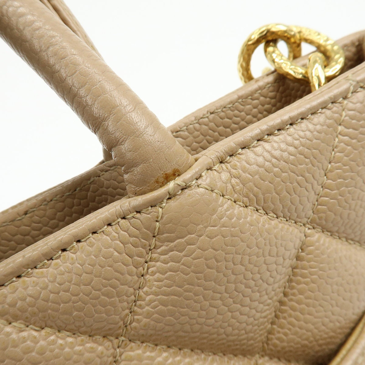 Chanel Medallion Quilted Lambskin Beige Leather Tote Bag Bag (Pre-Owned)