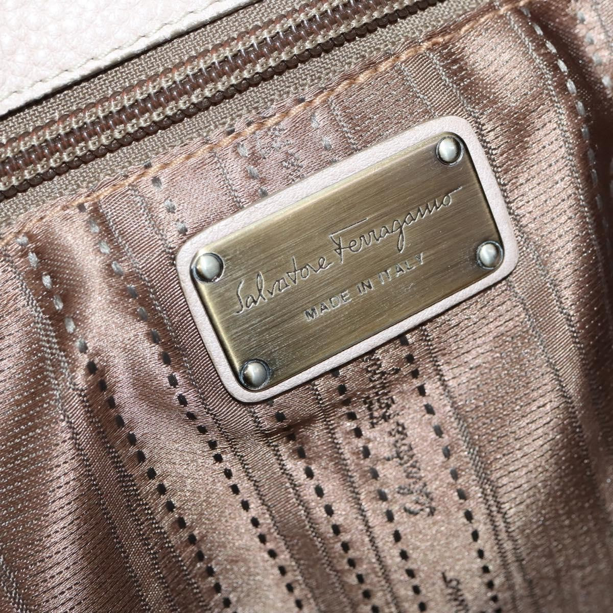 Salvatore Ferragamo Gancini Leather Beige Leather Shoulder Bag Bag (Pre-Owned)