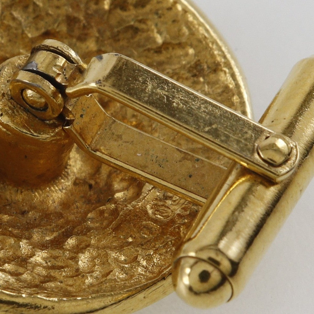 Chanel Vintage Logo Round Plated Gold Gold Gold_Plated Cufflinks Jewelry (Pre-Owned)