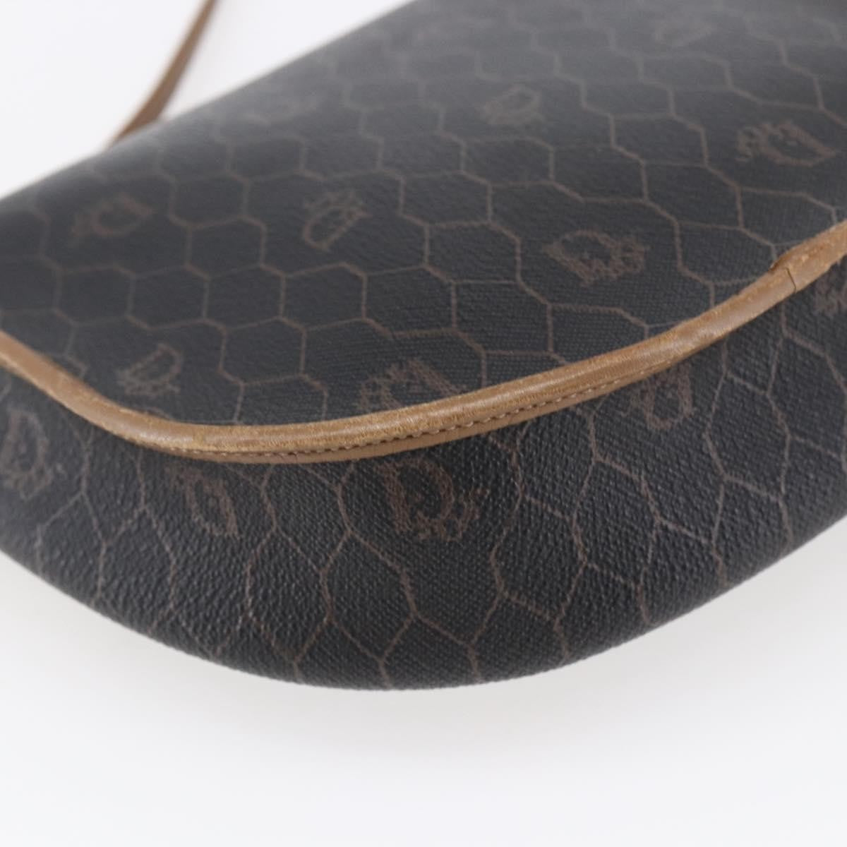 Christian Dior Vintage Honeycomb Flap Canvas And Leather Black Canvas Shoulder Bag Bag (Pre-Owned)