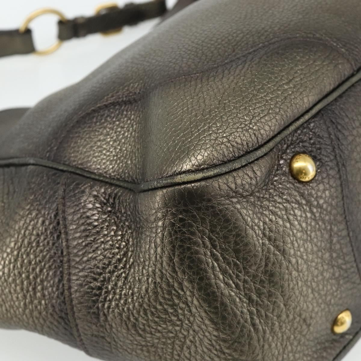 Prada Side Pocket Hobo Vitello Daino Gold Leather Shoulder Bag Bag (Pre-Owned)