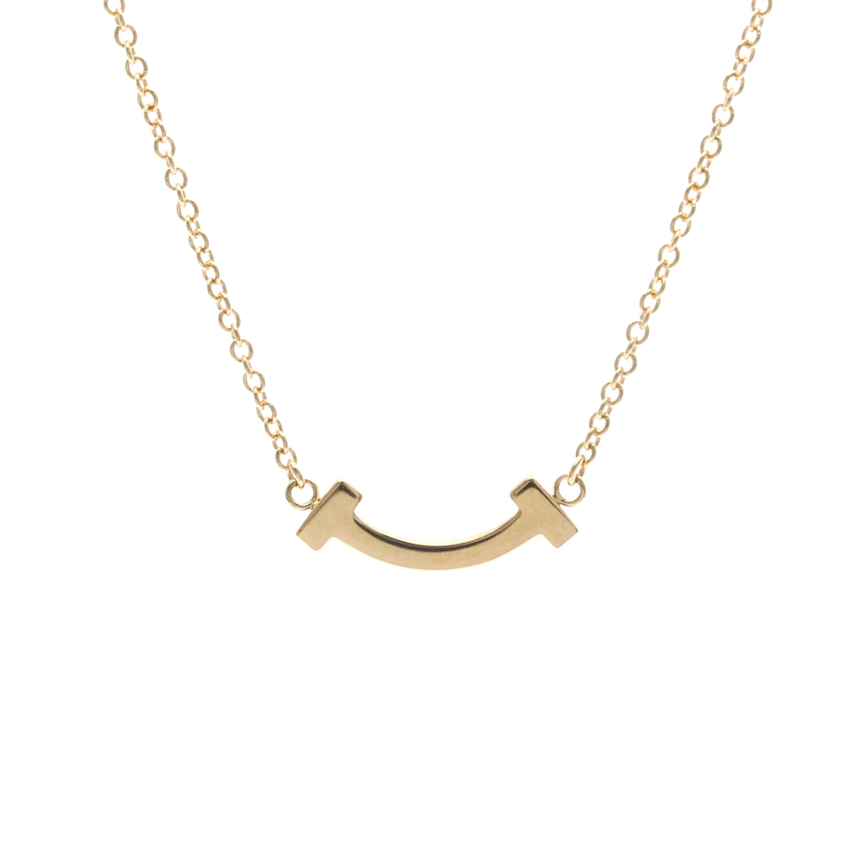 Tiffany & Co. T Smile Pendant 18K Rose Gold And Diamonds Gold Pink_Gold Necklace Jewelry (Pre-Owned)