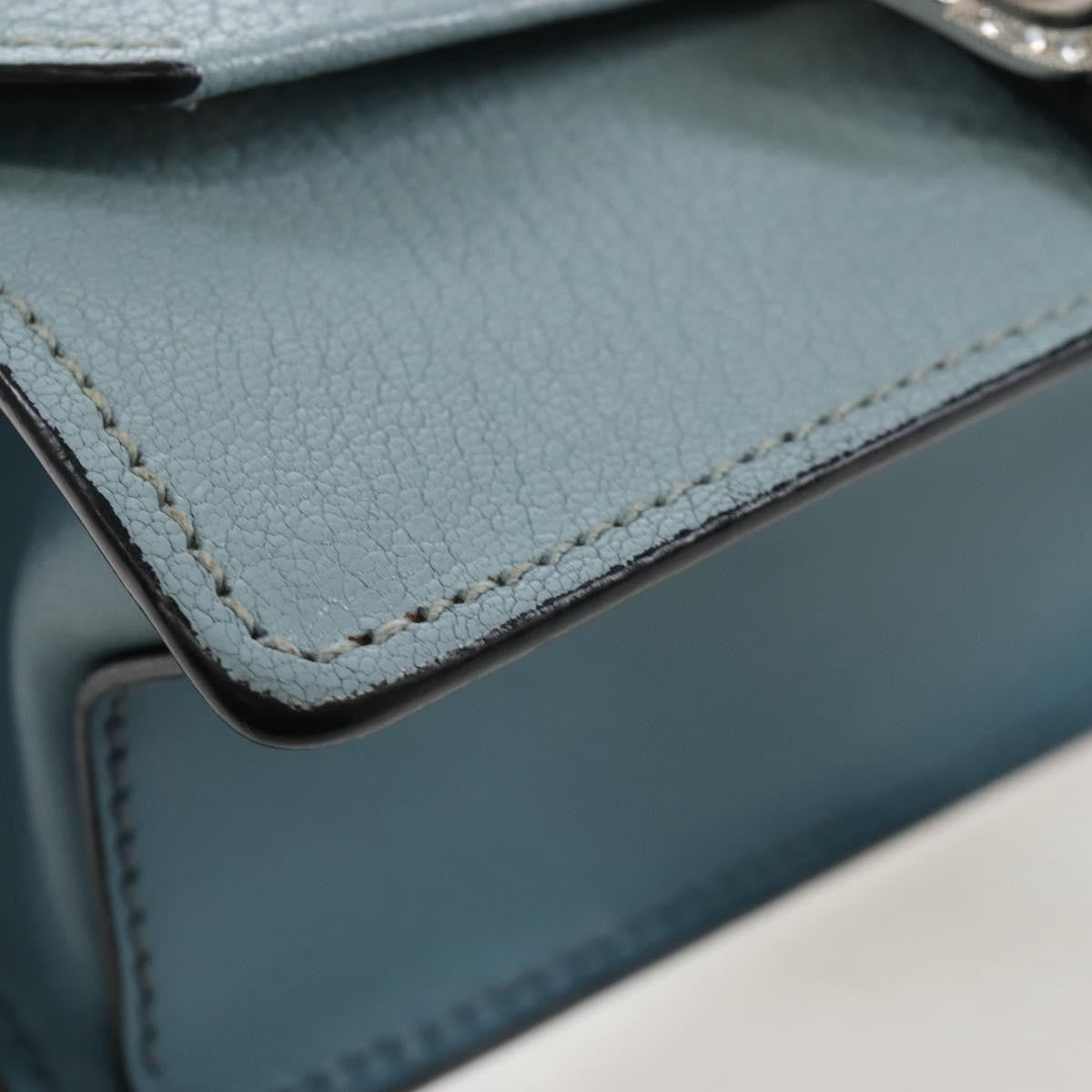 Miu Miu Madras Crystal Buckle Leather Blue Leather Shoulder Bag Bag (Pre-Owned)