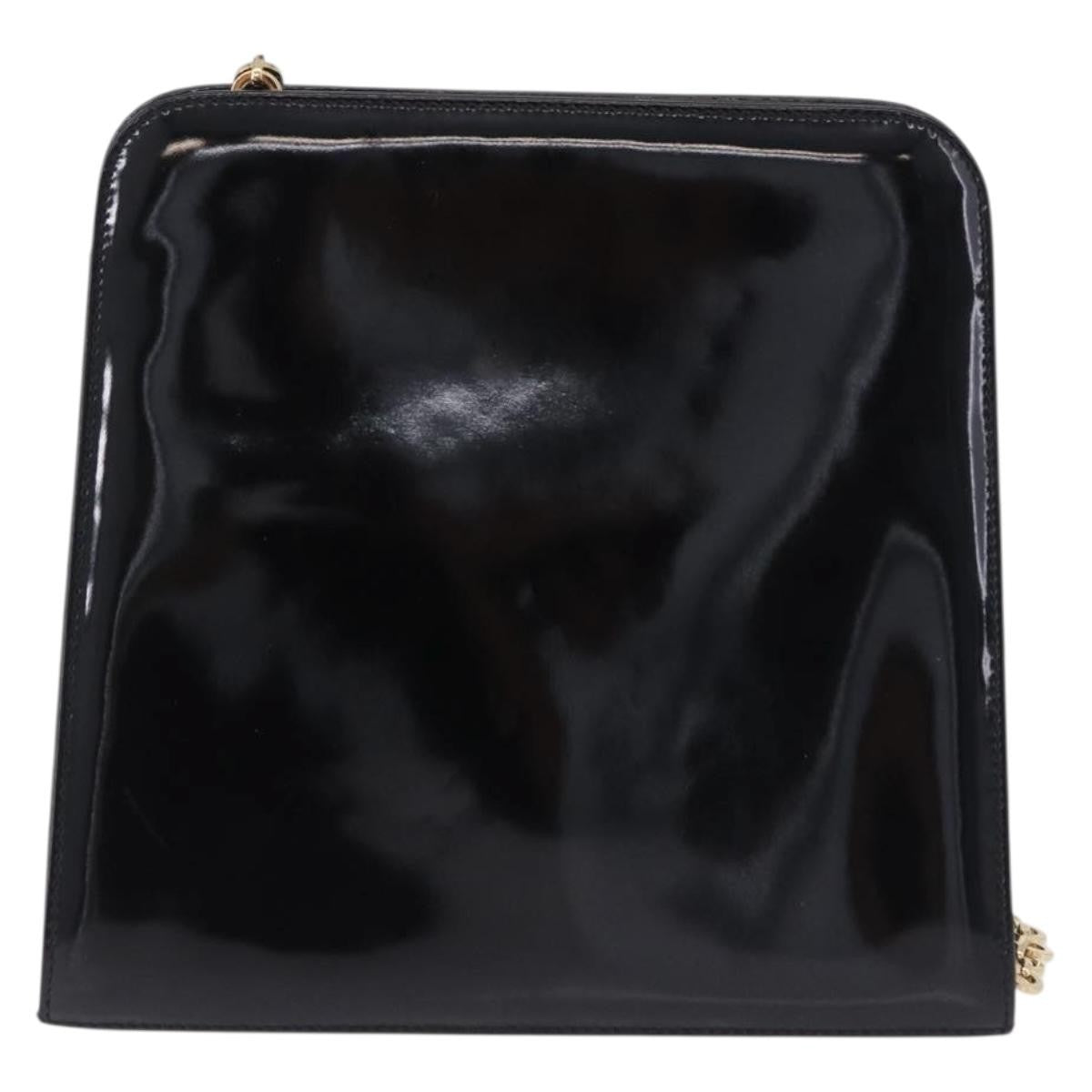 Salvatore Ferragamo Vintage Gancini Chain Patent Leather Black Patent_Leather Shoulder Bag Bag (Pre-Owned)