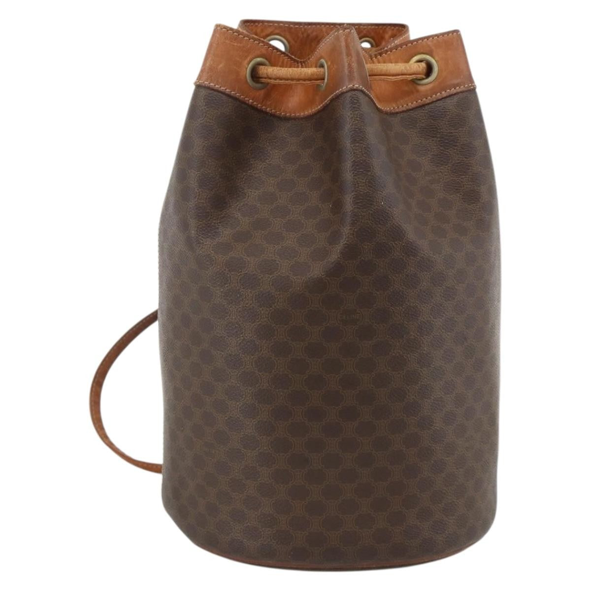 Celine Vintage Macadam Canvas And Leather Brown Canvas Backpack Bag (Pre-Owned)